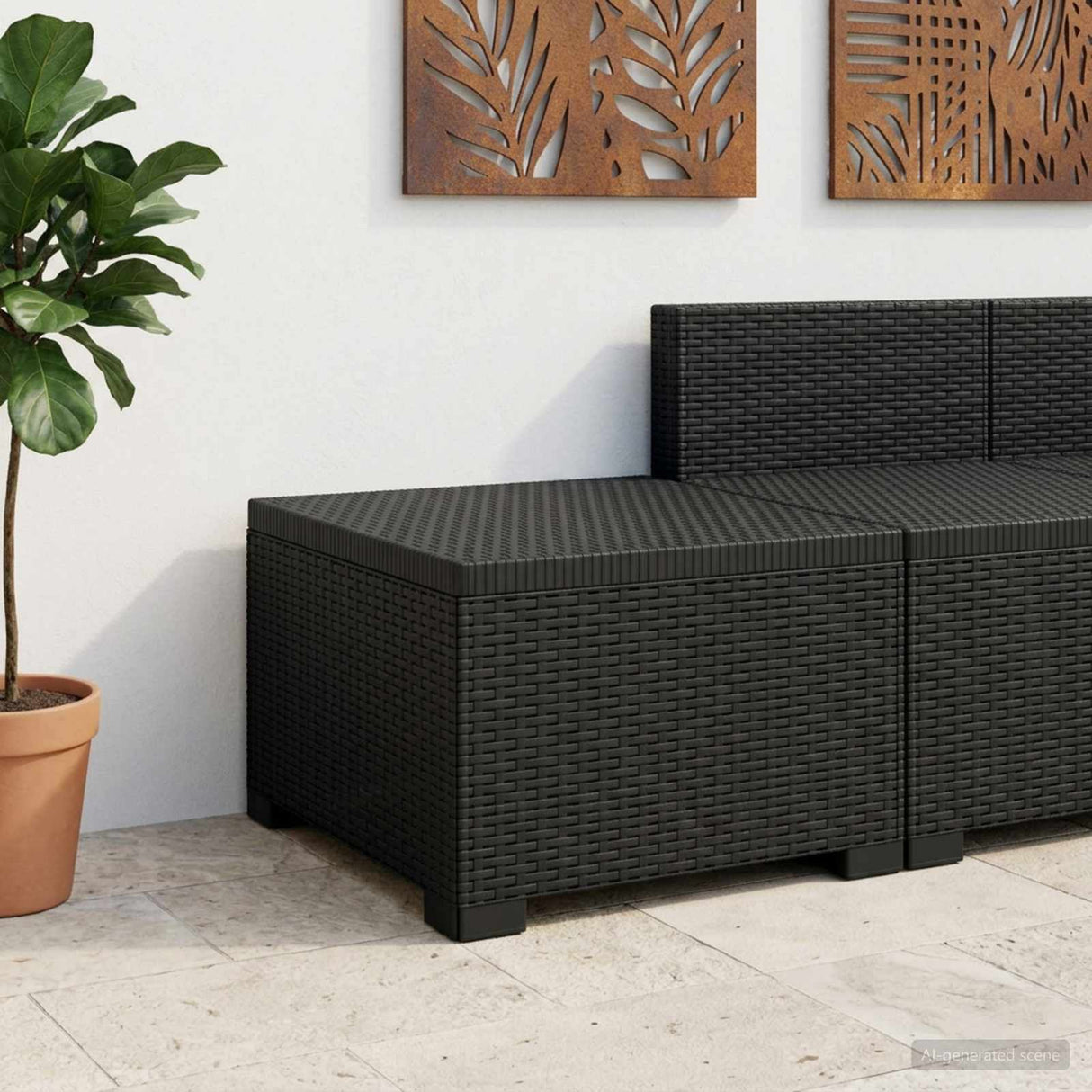 vidaXL Eén-zits Tuin Sofa Rieten Look PP Antraciet