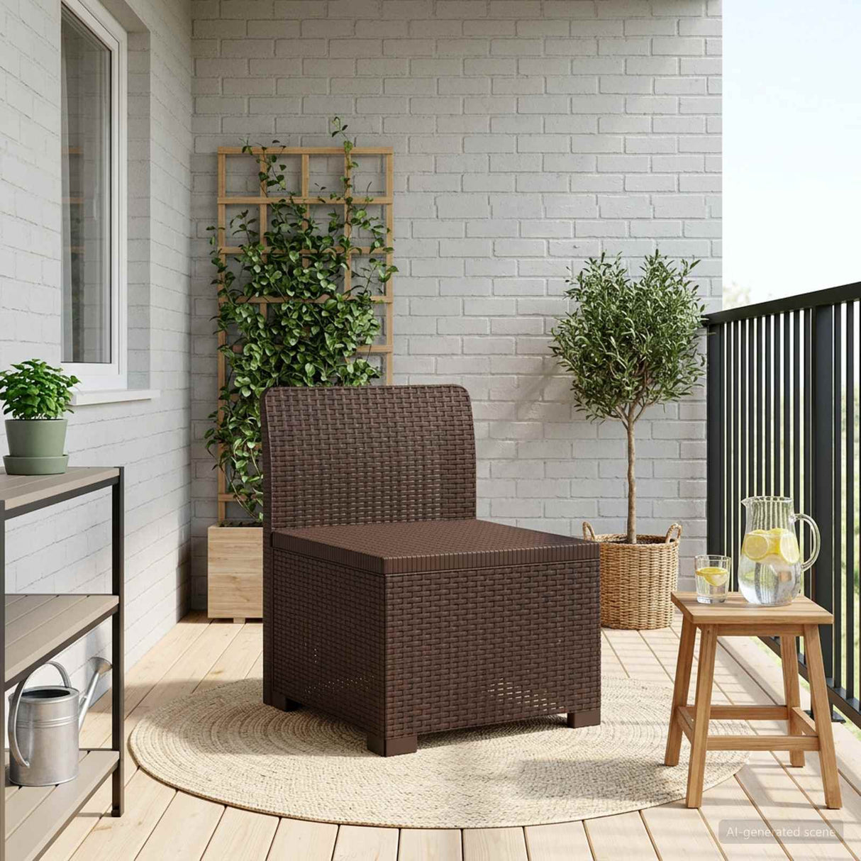 vidaXL Eén-zits Tuin Sofa Rieten Look PP Antraciet