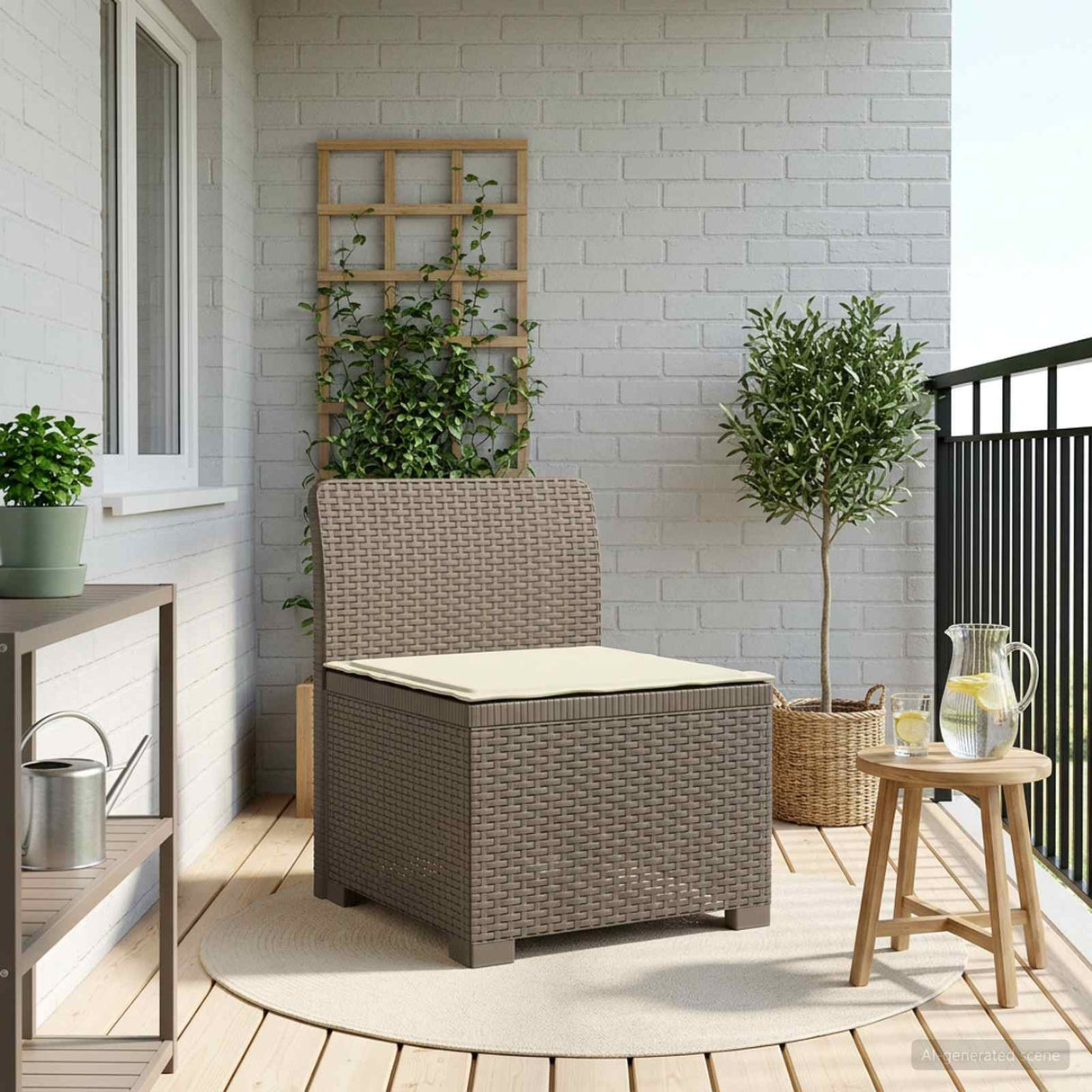 vidaXL Eén-zits Tuin Sofa Rieten Look PP Antraciet