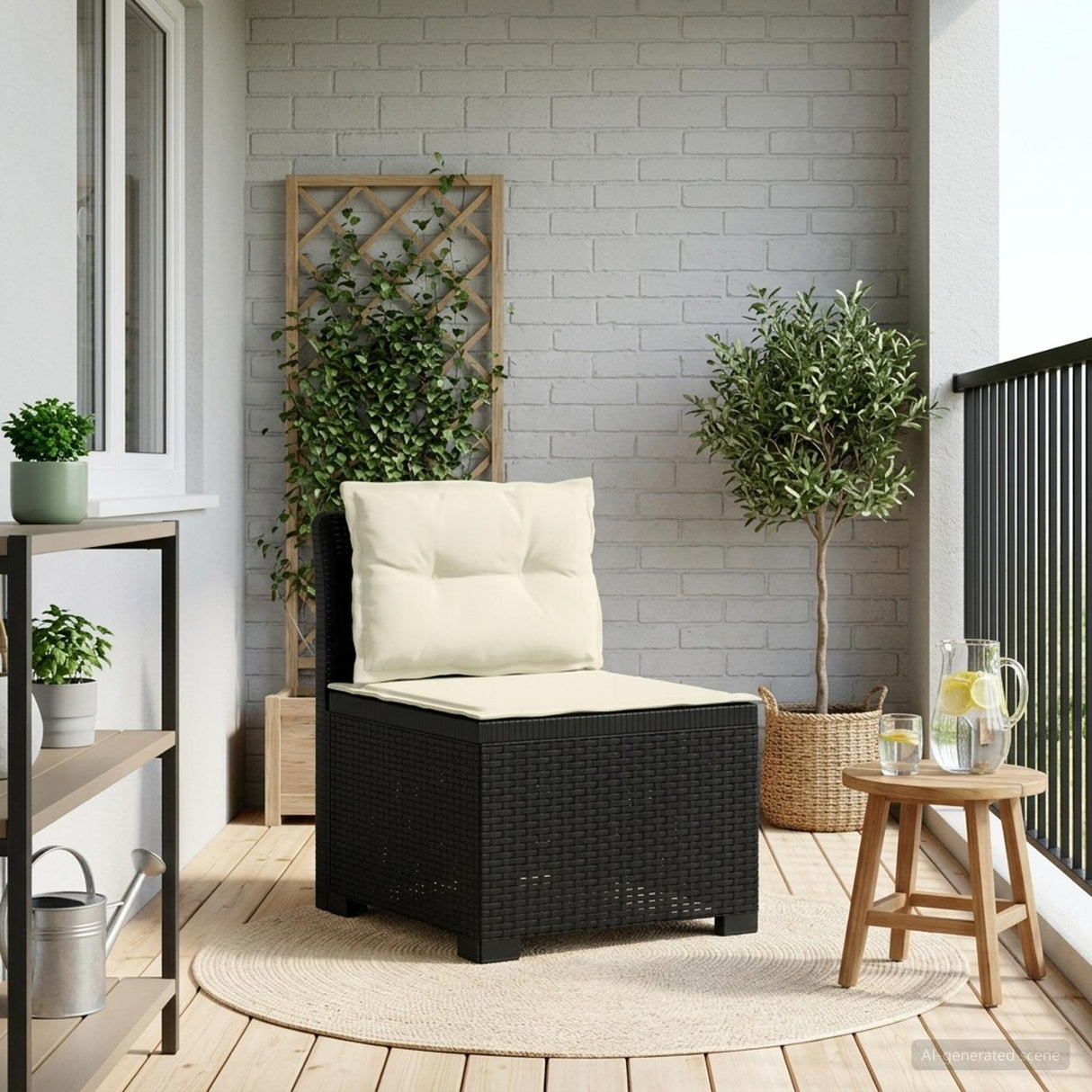 vidaXL Eén-zits Tuin Sofa Rieten Look PP Antraciet