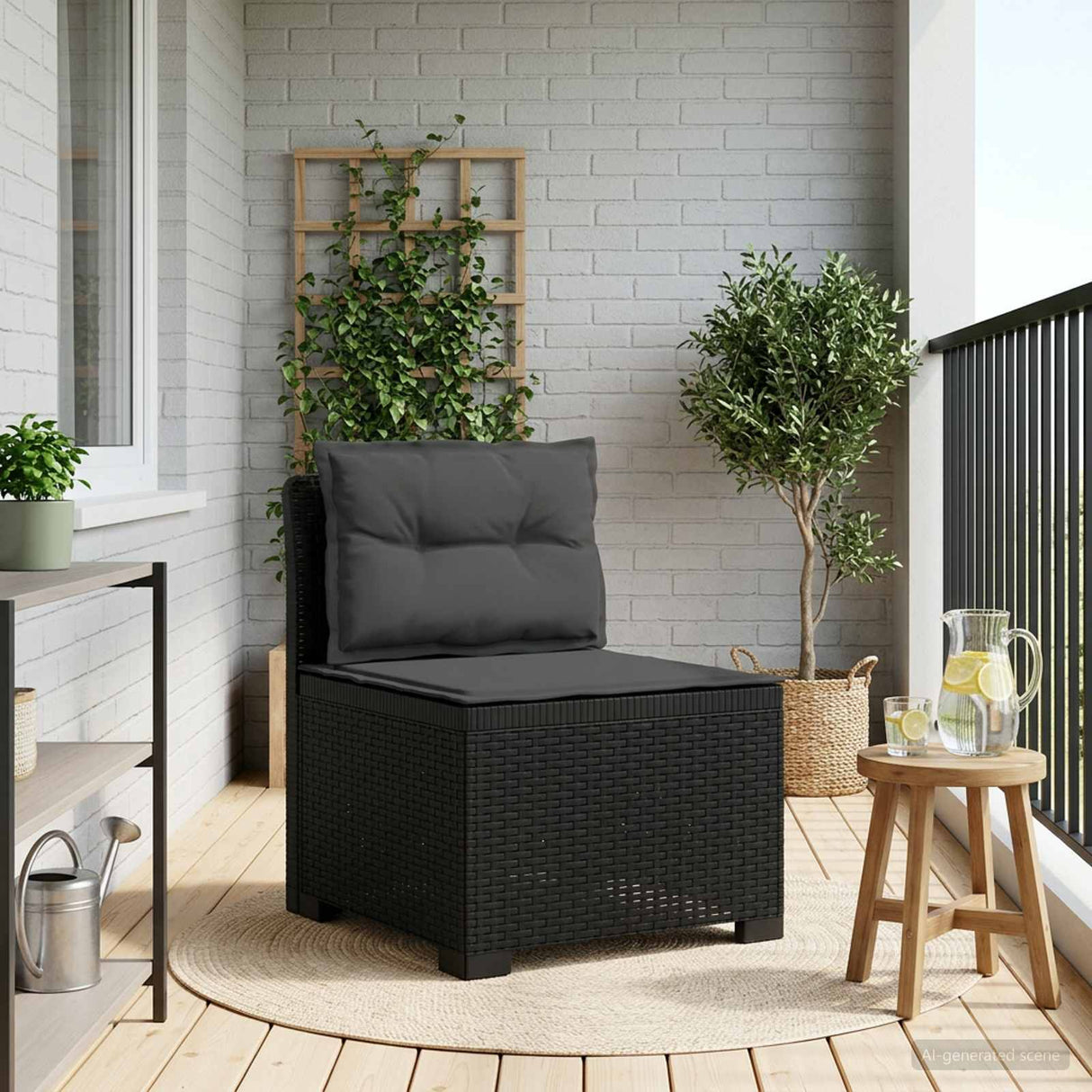 vidaXL Eén-zits Tuin Sofa Rieten Look PP Antraciet