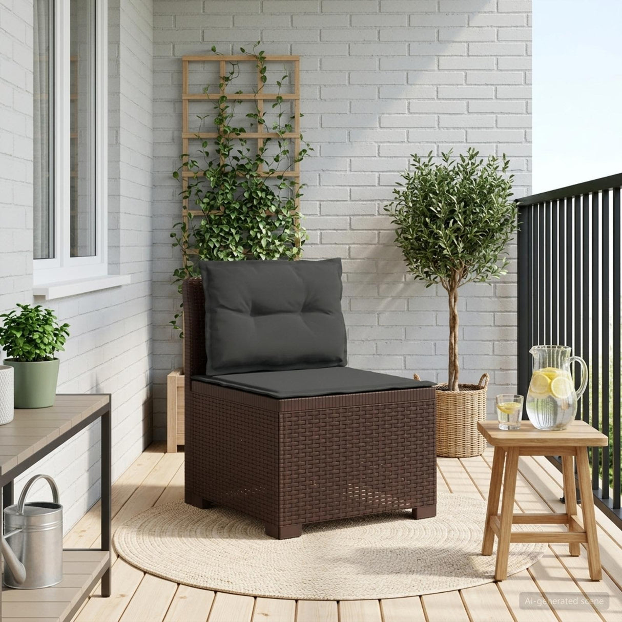 vidaXL Eén-zits Tuin Sofa Rieten Look PP Antraciet