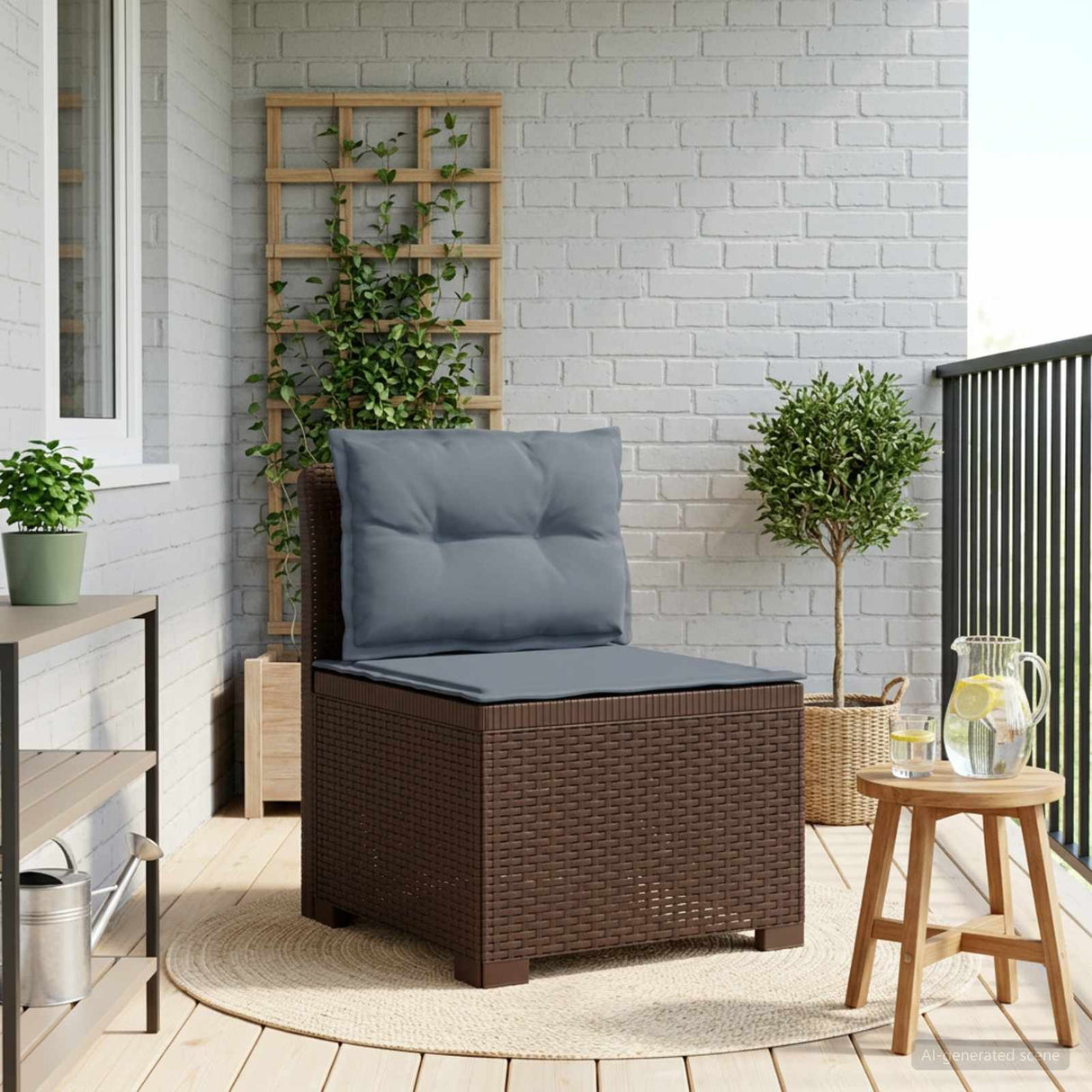 vidaXL Eén-zits Tuin Sofa Rieten Look PP Antraciet