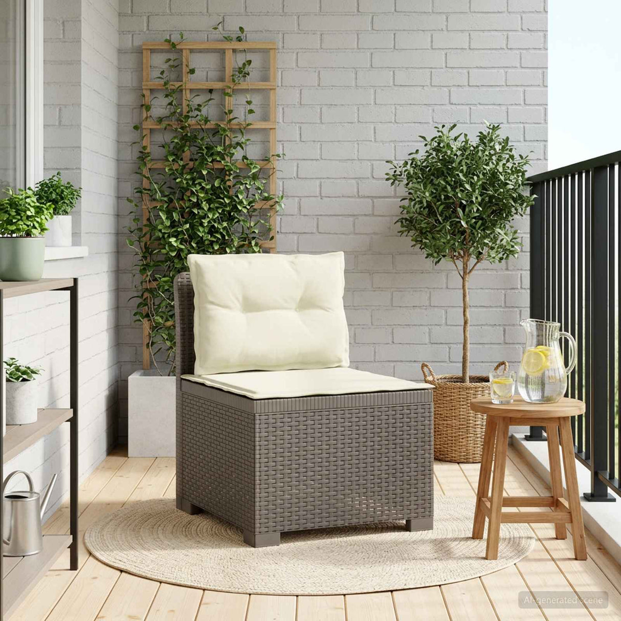 vidaXL Eén-zits Tuin Sofa Rieten Look PP Antraciet