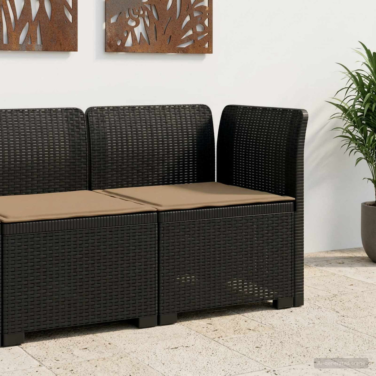 vidaXL Eén-zits Tuin Sofa Rieten Look PP Antraciet