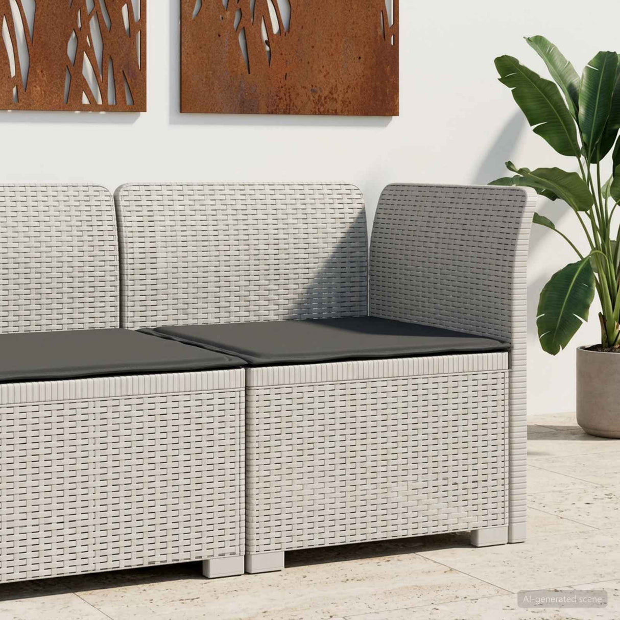 vidaXL Eén-zits Tuin Sofa Rieten Look PP Antraciet