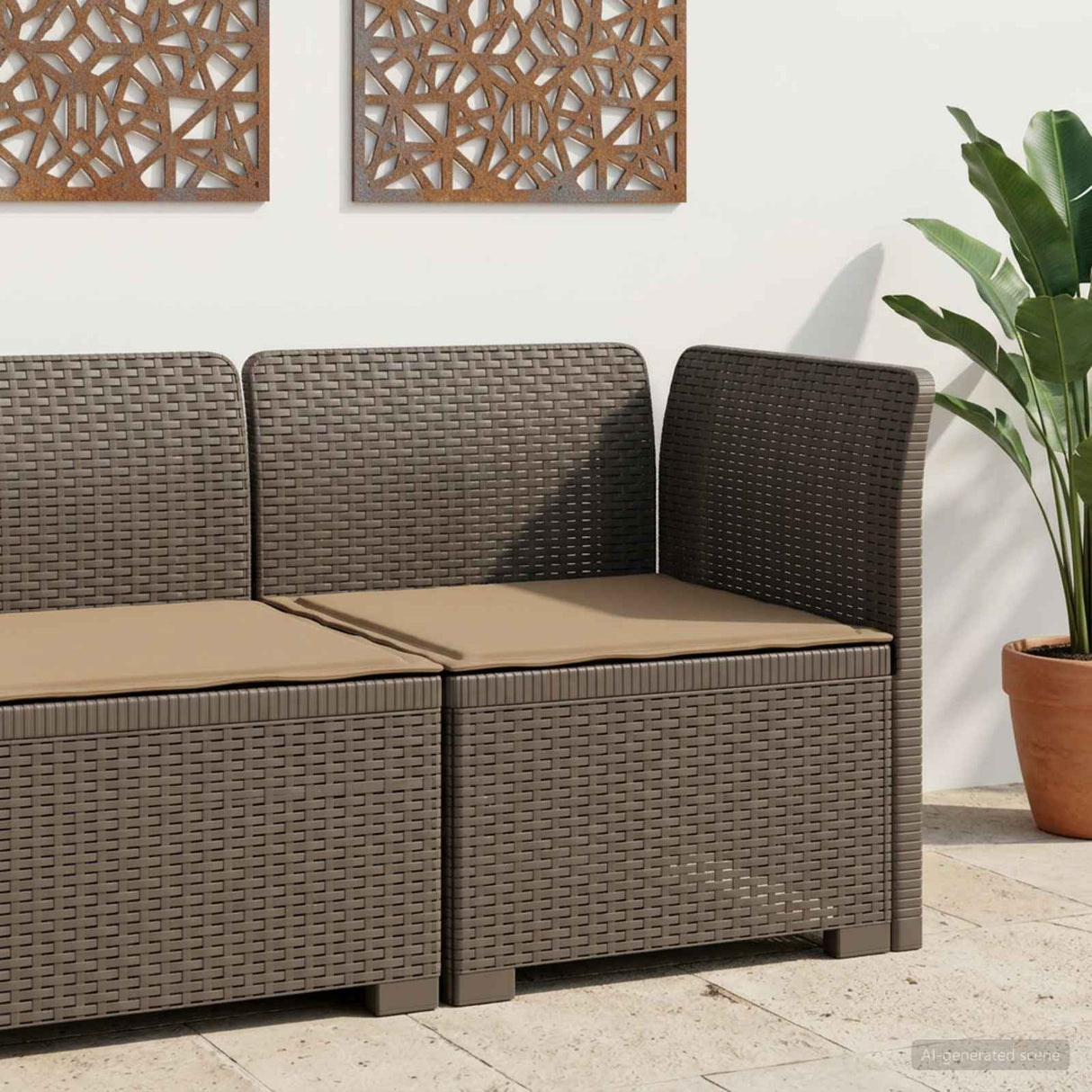 vidaXL Eén-zits Tuin Sofa Rieten Look PP Antraciet