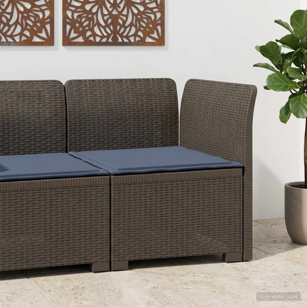 vidaXL Eén-zits Tuin Sofa Rieten Look PP Antraciet