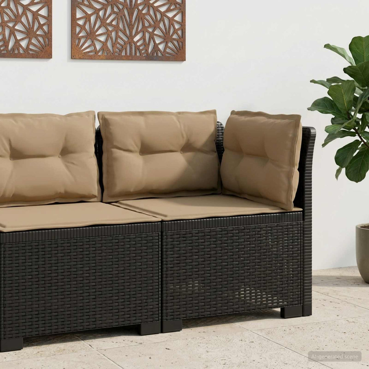 vidaXL Eén-zits Tuin Sofa Rieten Look PP Antraciet
