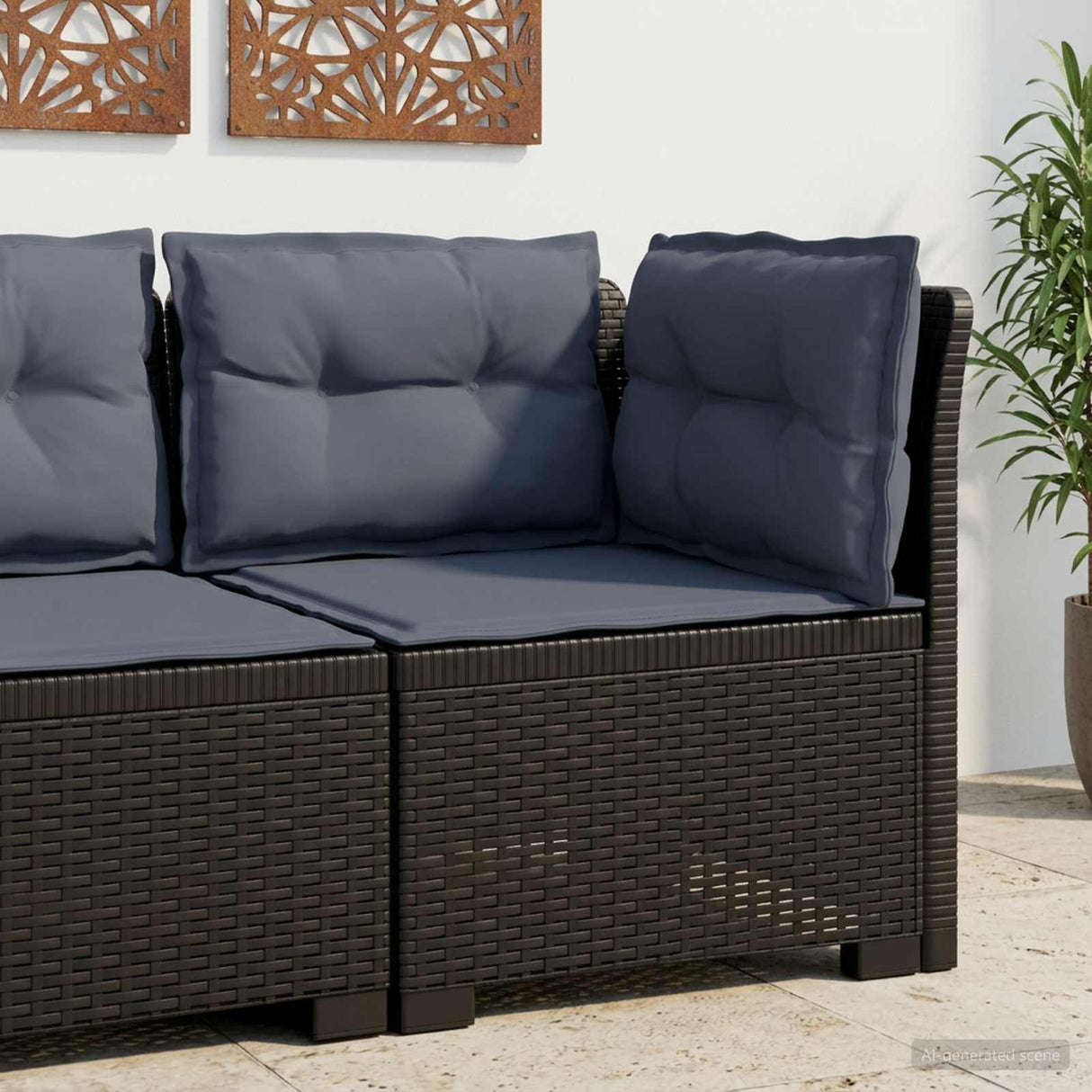 vidaXL Eén-zits Tuin Sofa Rieten Look PP Antraciet