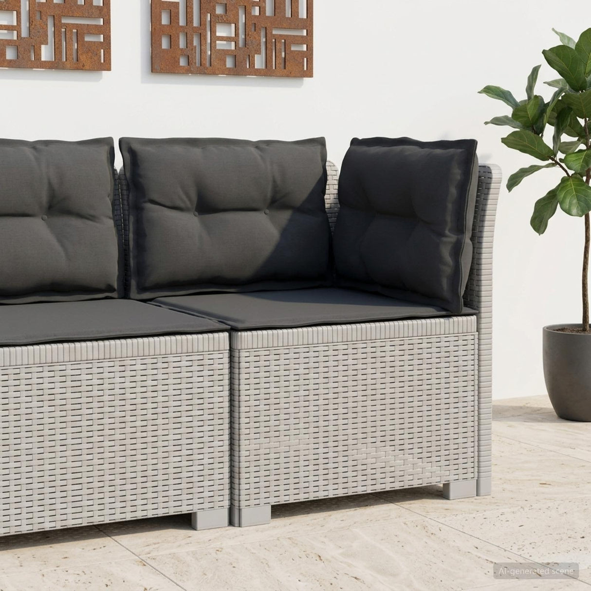 vidaXL Eén-zits Tuin Sofa Rieten Look PP Antraciet