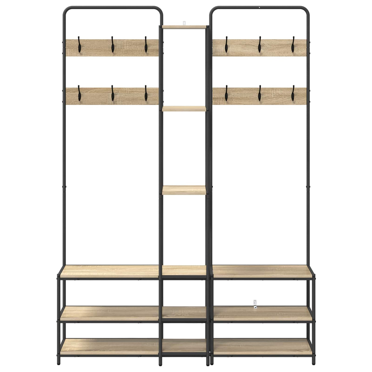 vidaXL Kapstok met schoenenbank Zwart eiken 143 x 30 x 199,5 cm