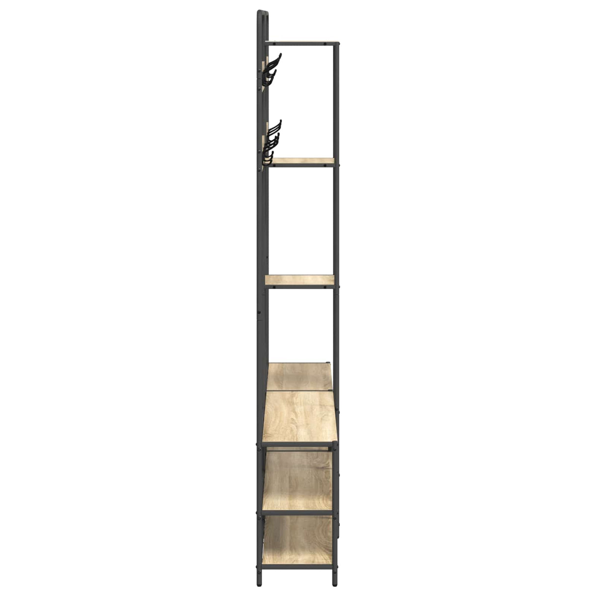 vidaXL Kapstok met schoenenbank Zwart eiken 143 x 30 x 199,5 cm