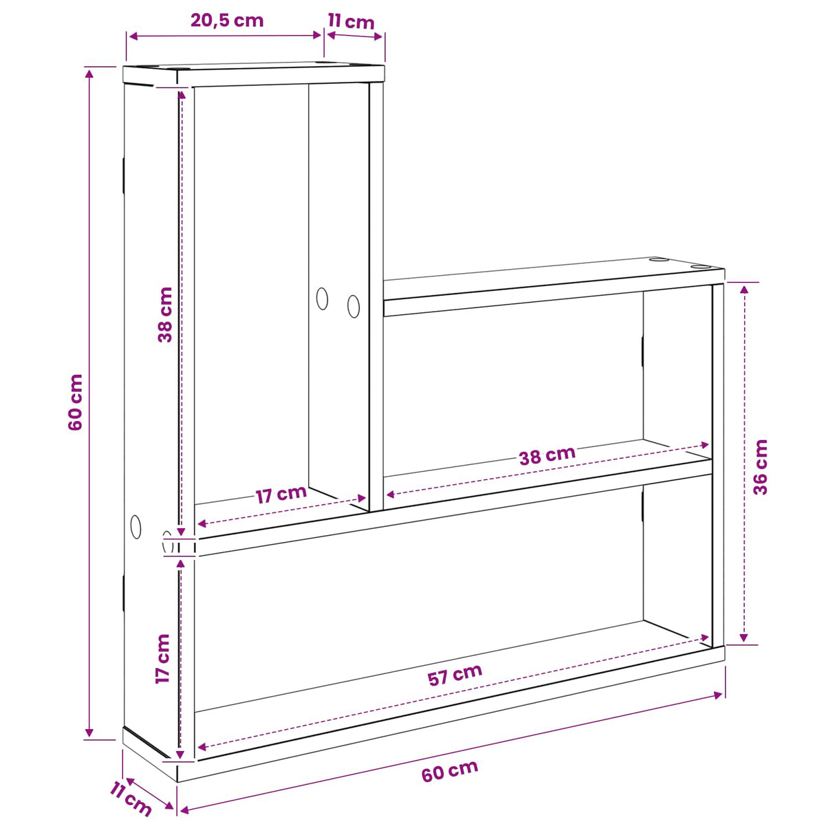 vidaXL Wandplank Wit 60 x 11 x 60 cm Bewerkt hout
