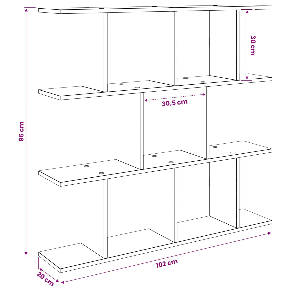 vidaXL Wandplank Wit 102 x 20 x 96 cm Bewerkt hout