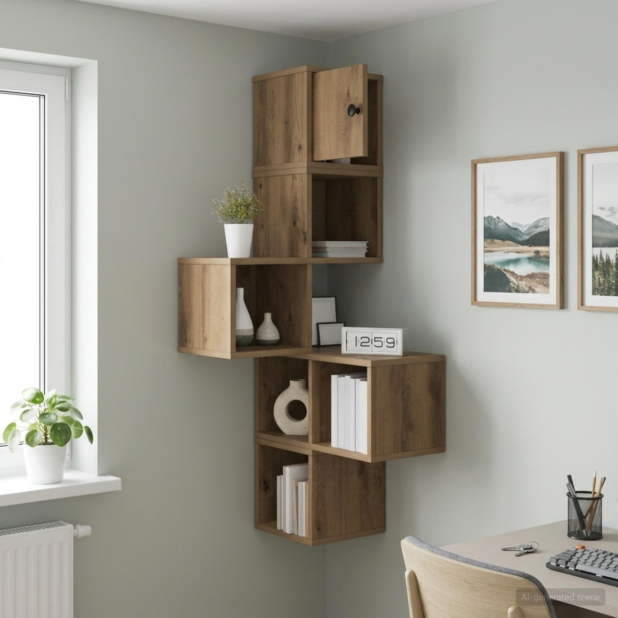 vidaXL Muur Hoekplank Wit 48 x 48 x 120 cm Bewerkt hout