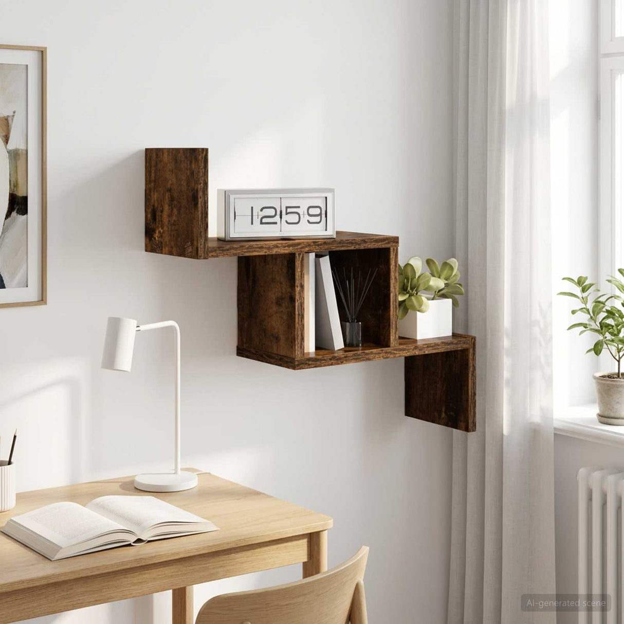 vidaXL Wandplank Wit 48 x 15 x 42 cm Bewerkt hout