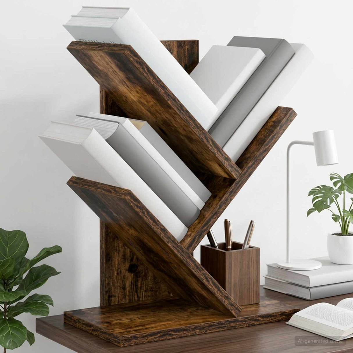 vidaXL Boomboekenplank 3-laags 30 x 18 x 40 cm Bewerkt hout Wit