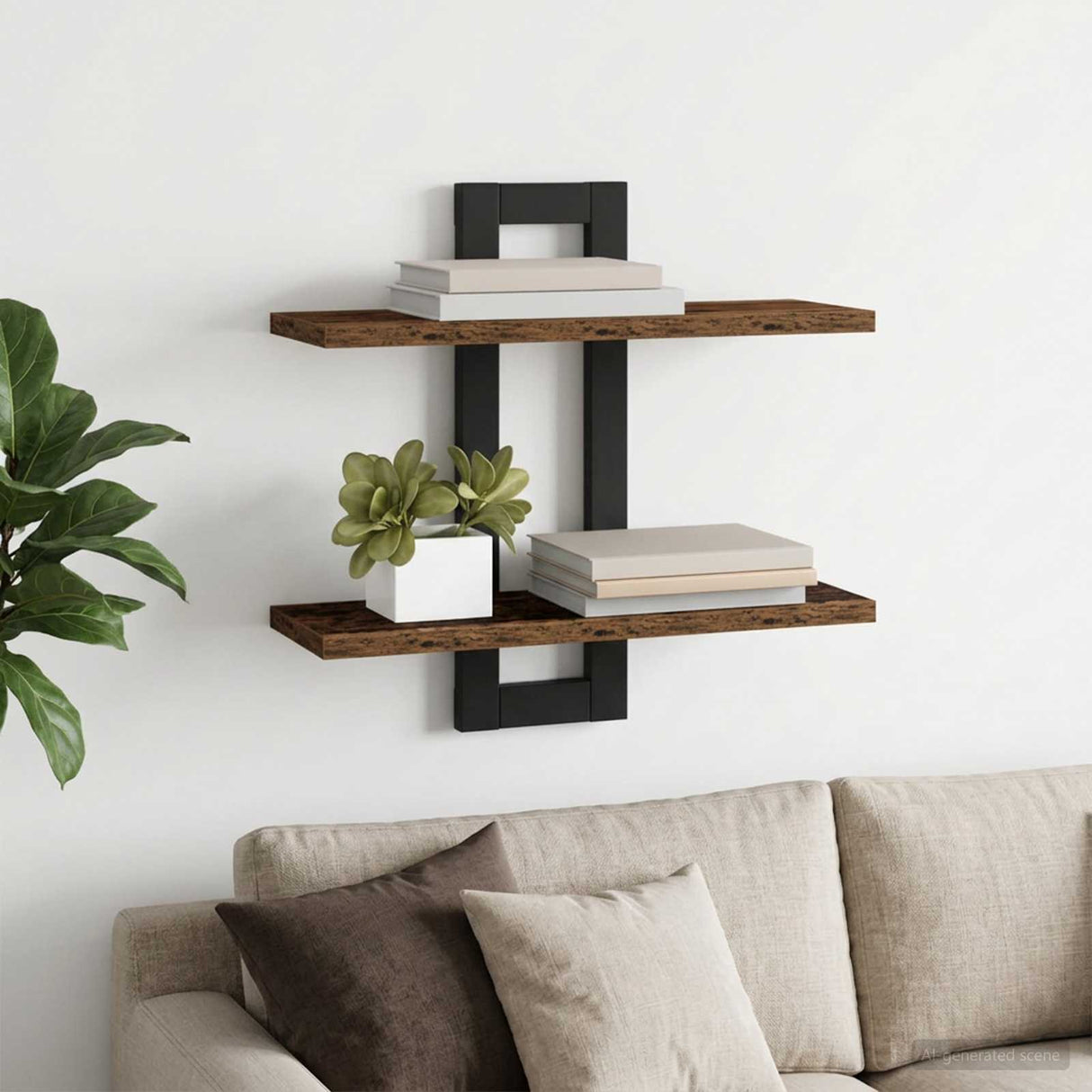 vidaXL Zwevende schappen Zwart eiken 40 x 15 x 40 cm Bewerkt hout