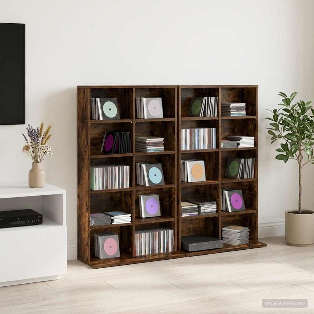 vidaXL CD Kast 2 st Sonoma Eiken 65 x 23,5 x 97,5 cm Bewerkt hout