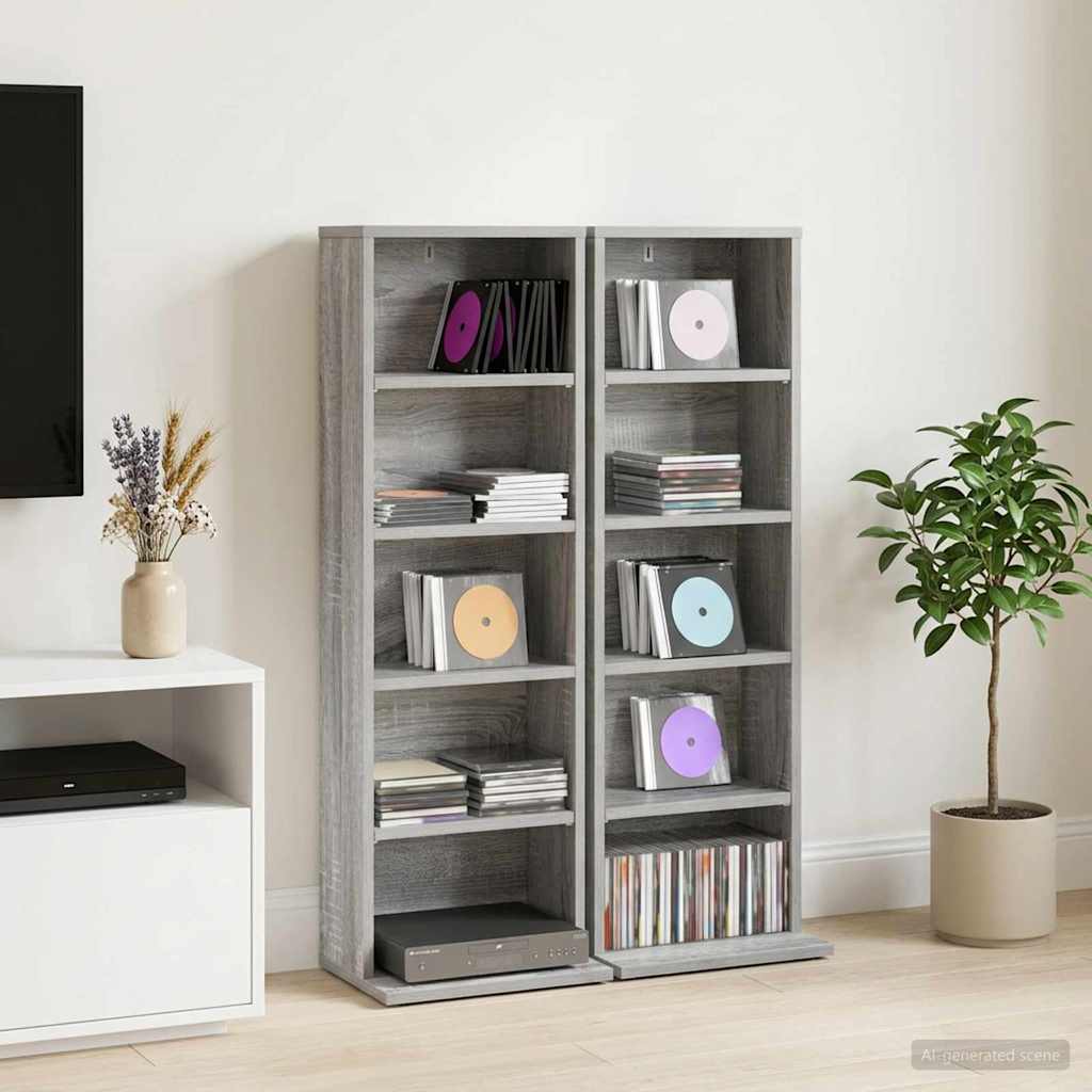 vidaXL CD Kast 2 st Sonoma Eiken 65 x 23,5 x 97,5 cm Bewerkt hout