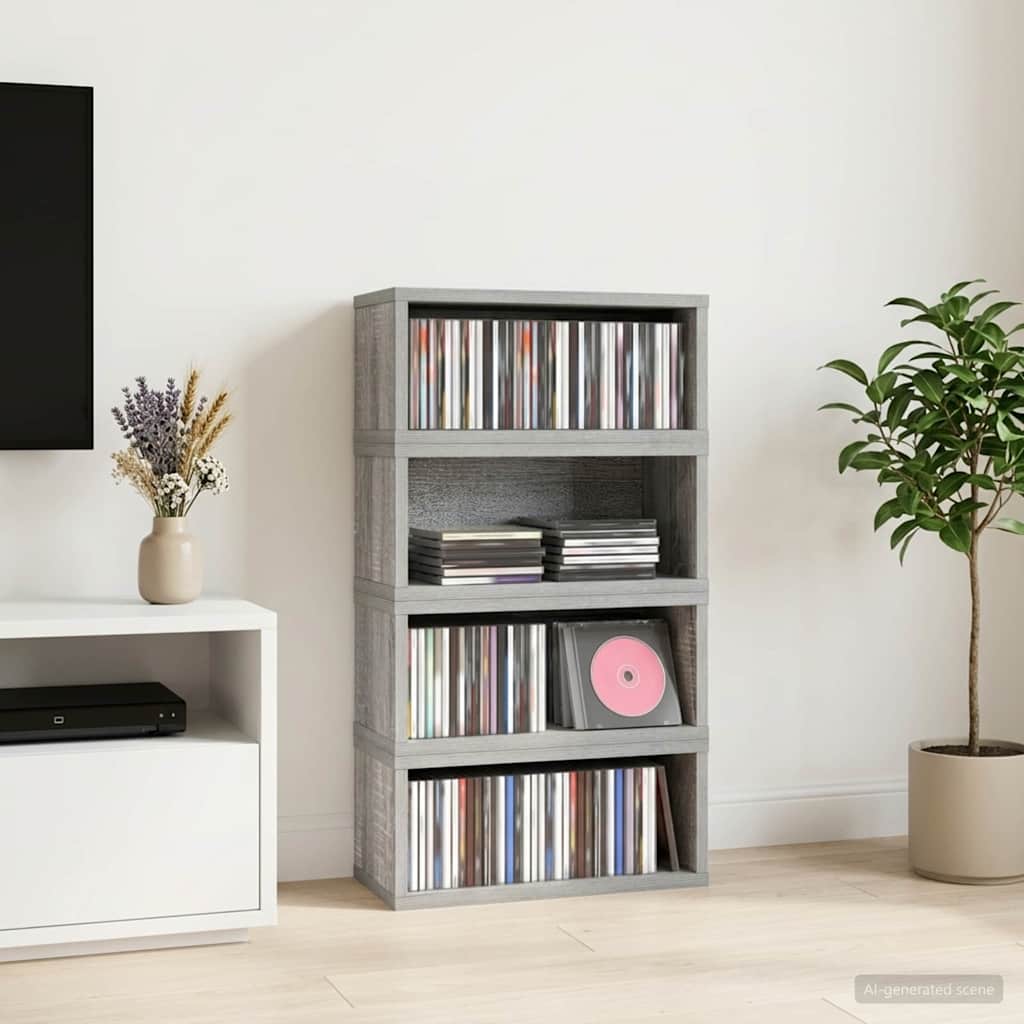 vidaXL CD Opslagrek 2 st Wit 40 x 17 x 17 cm Bewerkt hout
