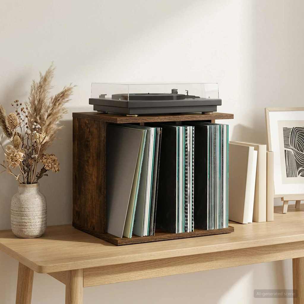 vidaXL Vinyl Platen Opslag Wit 42 x 33 x 36 cm Bewerkt hout