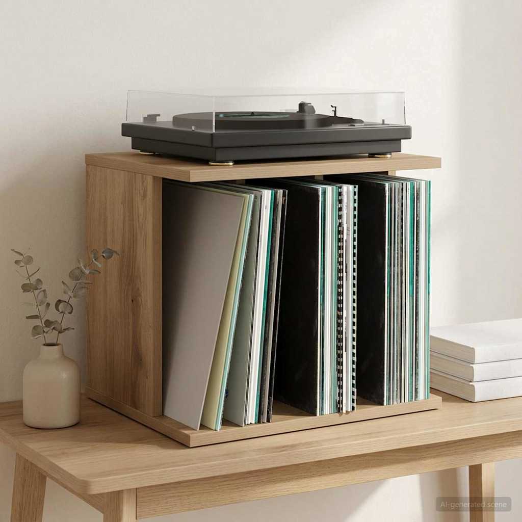 vidaXL Vinyl Platen Opslag Wit 42 x 33 x 36 cm Bewerkt hout