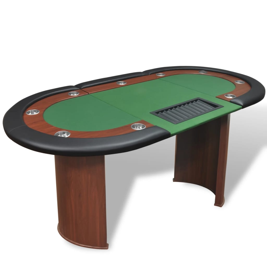vidaXL 10-Player Poker Table with Dealer Tray and Chip Tray Blue