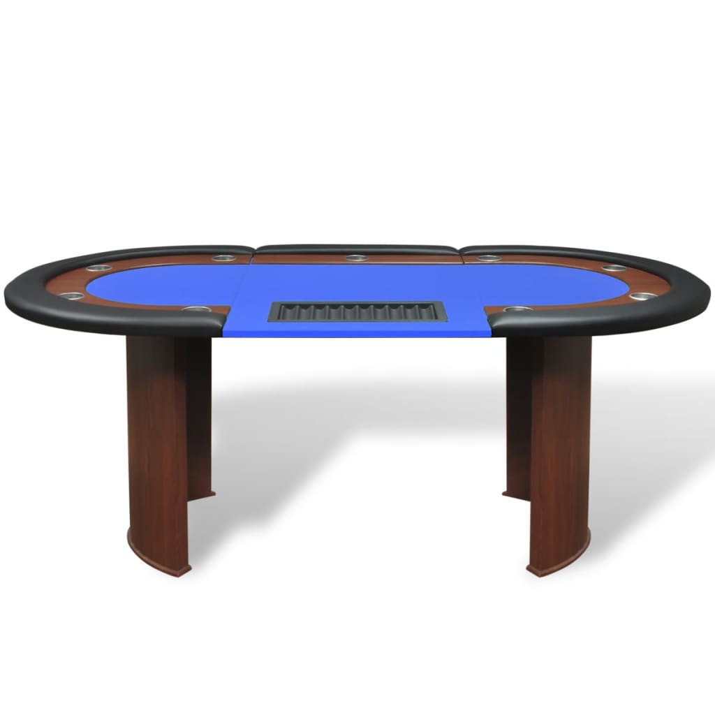 vidaXL 10-Player Poker Table with Dealer Tray and Chip Tray Blue