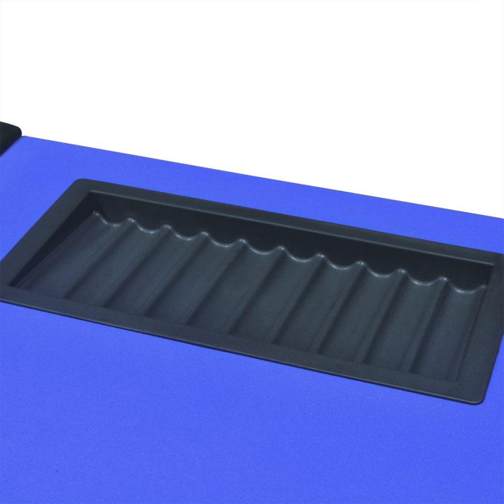 vidaXL 10-Player Poker Table with Dealer Tray and Chip Tray Blue