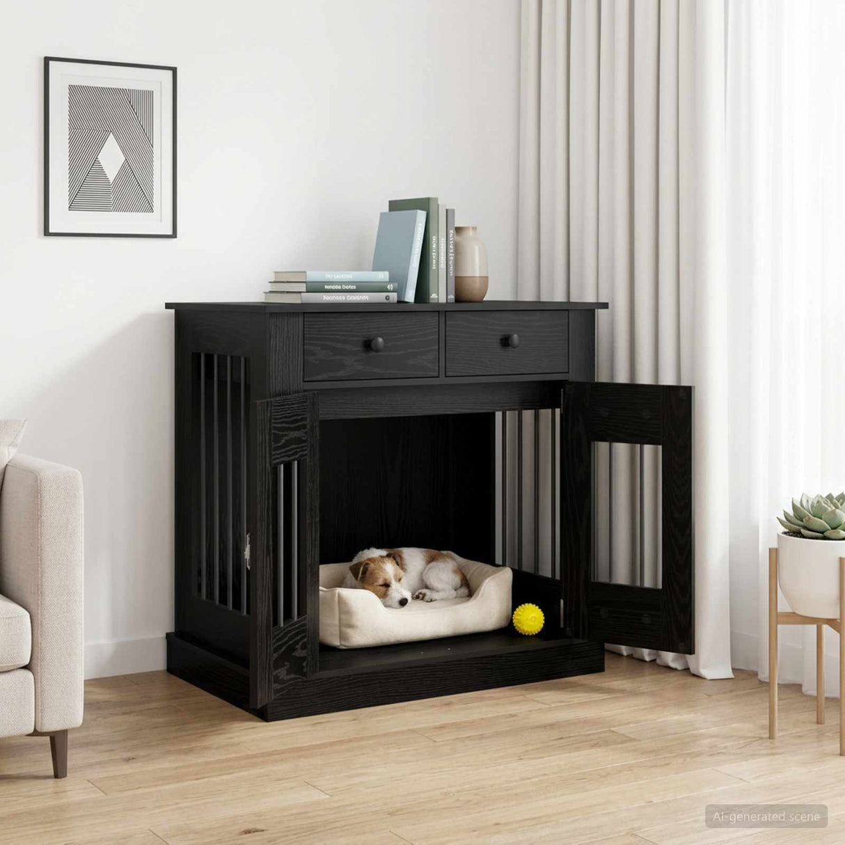vidaXL Hond kennel meubel Artisanaal eiken 80 x 47,5 x 80 cm