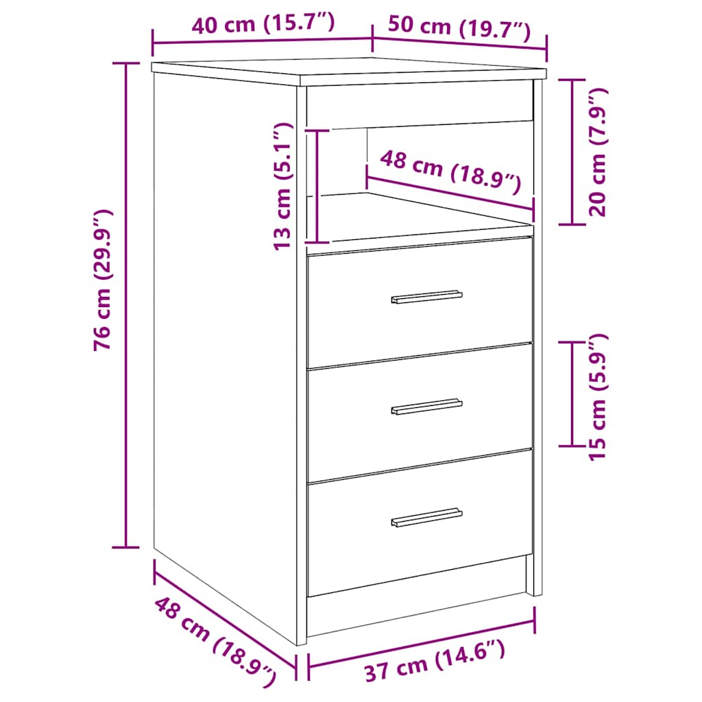 vidaXL Chest of Drawers 40x50x76 cm Engineered Wood White