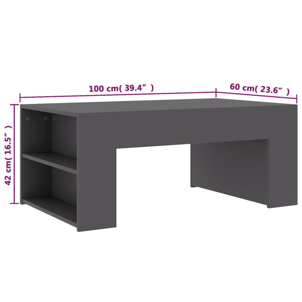 vidaXL Salontafel 100x60x42 cm bewerkt hout wit