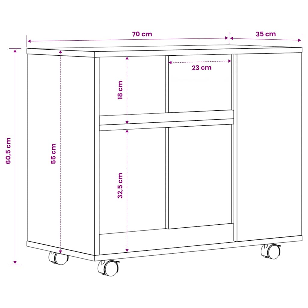 vidaXL Bijzettafel 70x35x55 cm bewerkt hout wit