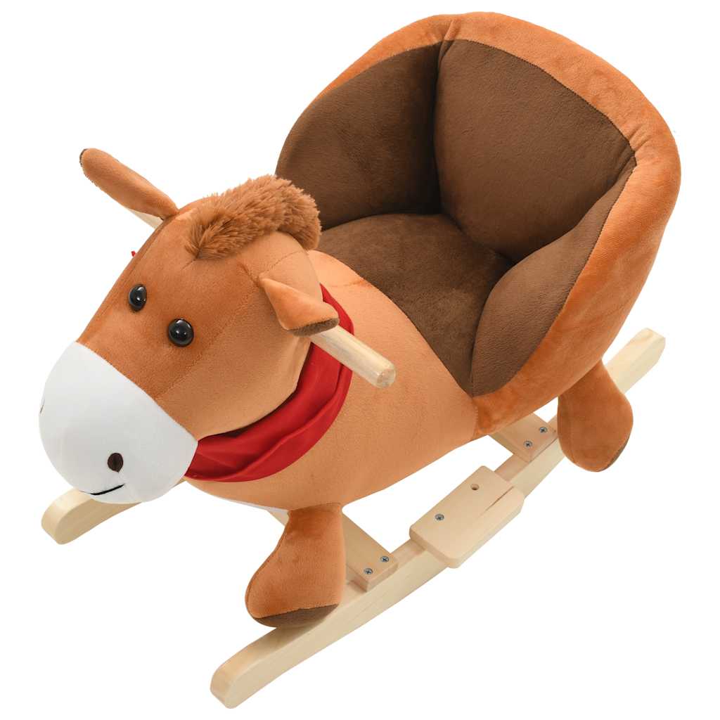 vidaXL Hobbeldier paard met rugleuning 60x32x50 cm pluche bruin