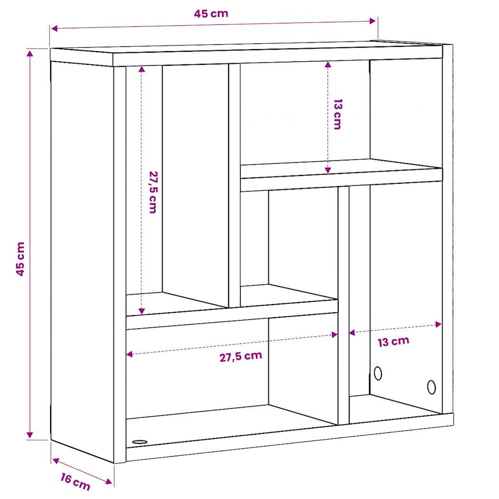 vidaXL Wandschap 45,1x16x45,1 cm bewerkt hout wit