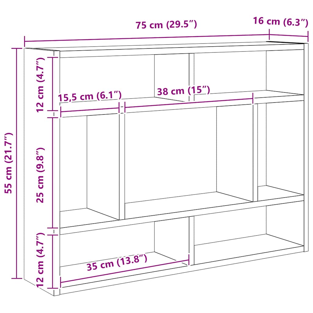 vidaXL Wandschap 75x16x55 cm bewerkt hout wit