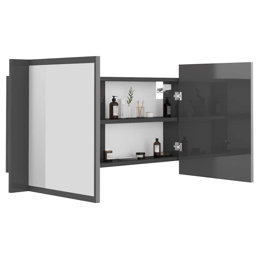 vidaXL Badkamerkast met spiegel en LED 90x12x45 cm acryl wit