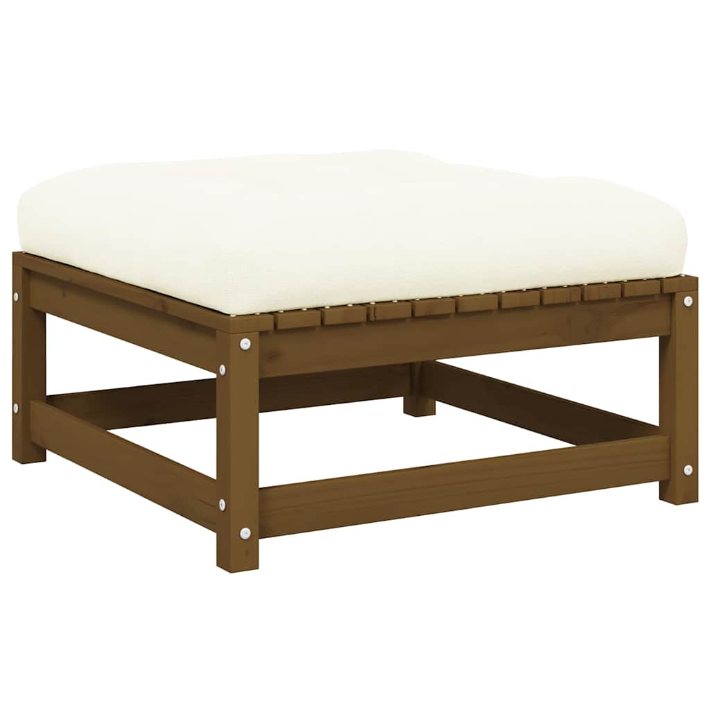 vidaXL Solid Pine Garden Corner Sofa with Grey Cushions