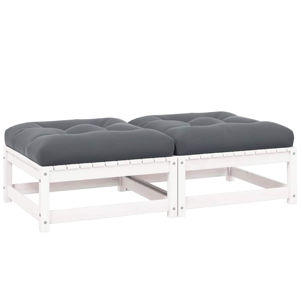 vidaXL Solid Pine Garden Corner Sofa with Grey Cushions