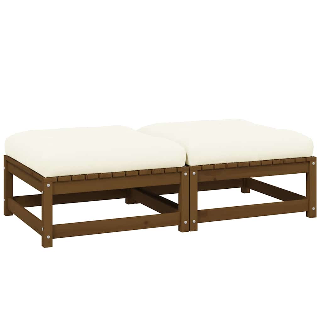 vidaXL Solid Pine Garden Corner Sofa with Grey Cushions