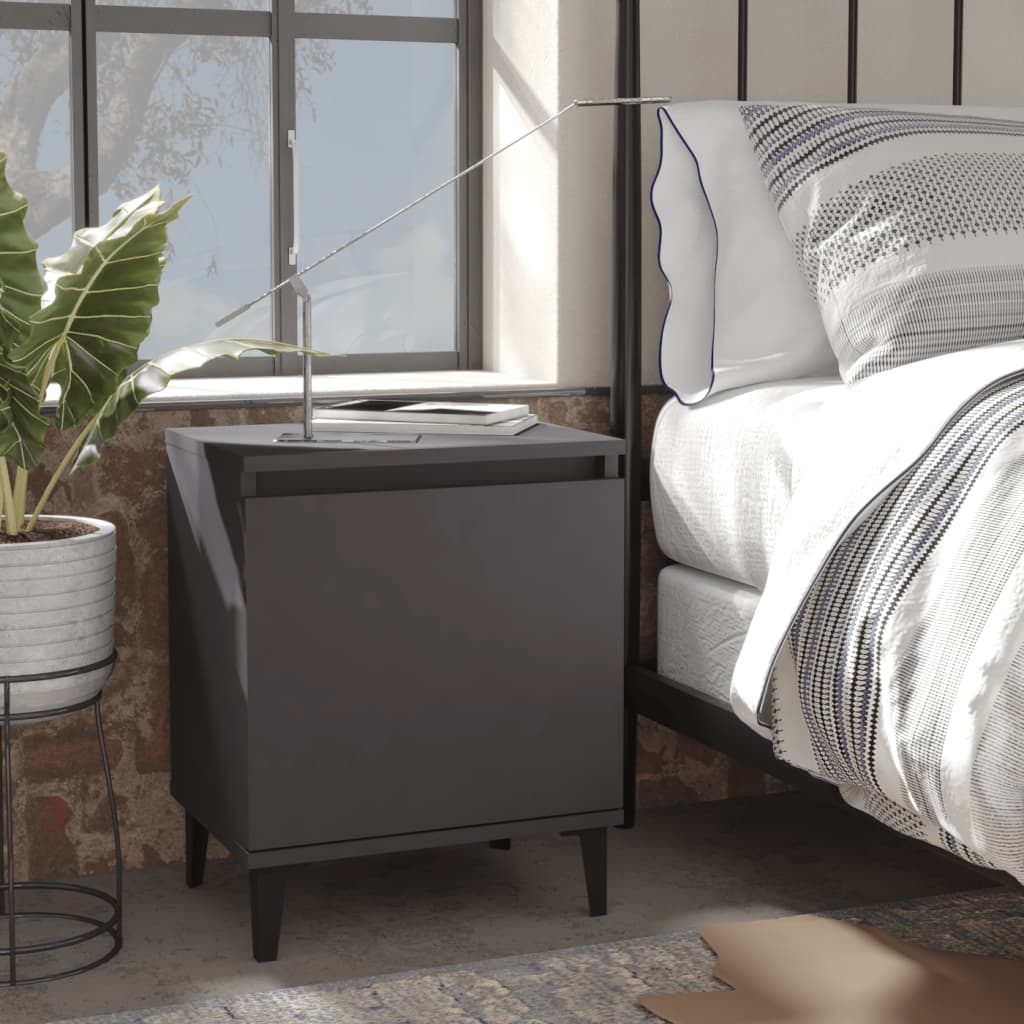 vidaXL Nachtkastje met metalen poten 40x30x50 cm wit