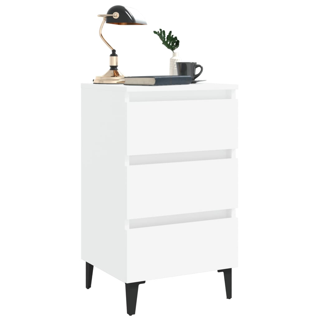 vidaXL Nightstand with metal legs 40x35x69 cm white