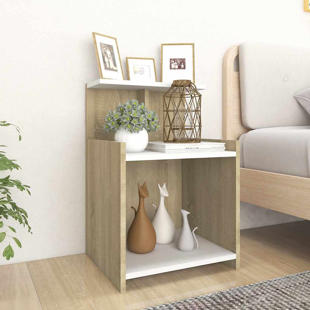 vidaXL Nachtkastje 40x35x60 cm bewerkt hout wit