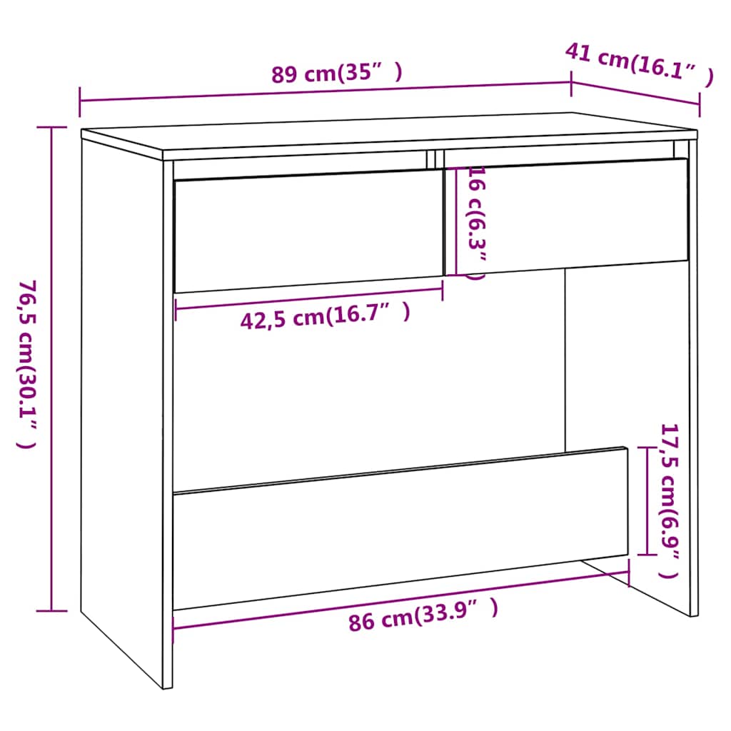 vidaXL Wandtafel 89x41x76,5 cm bewerkt hout wit