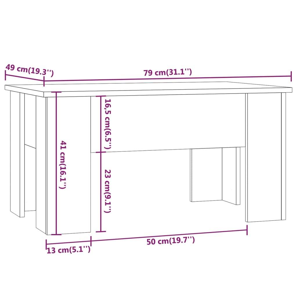vidaXL Salontafel 101x49x52 cm bewerkt hout wit