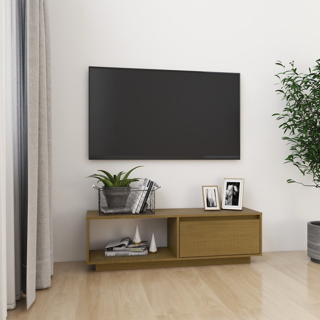 vidaXL Tv-meubel 110x30x33,5 cm massief grenenhout
