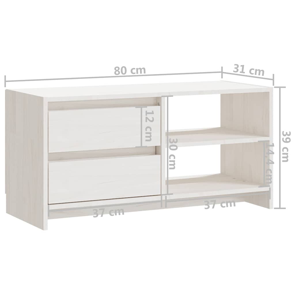 vidaXL Tv-meubel 80x31x39 cm massief grenenhout wit
