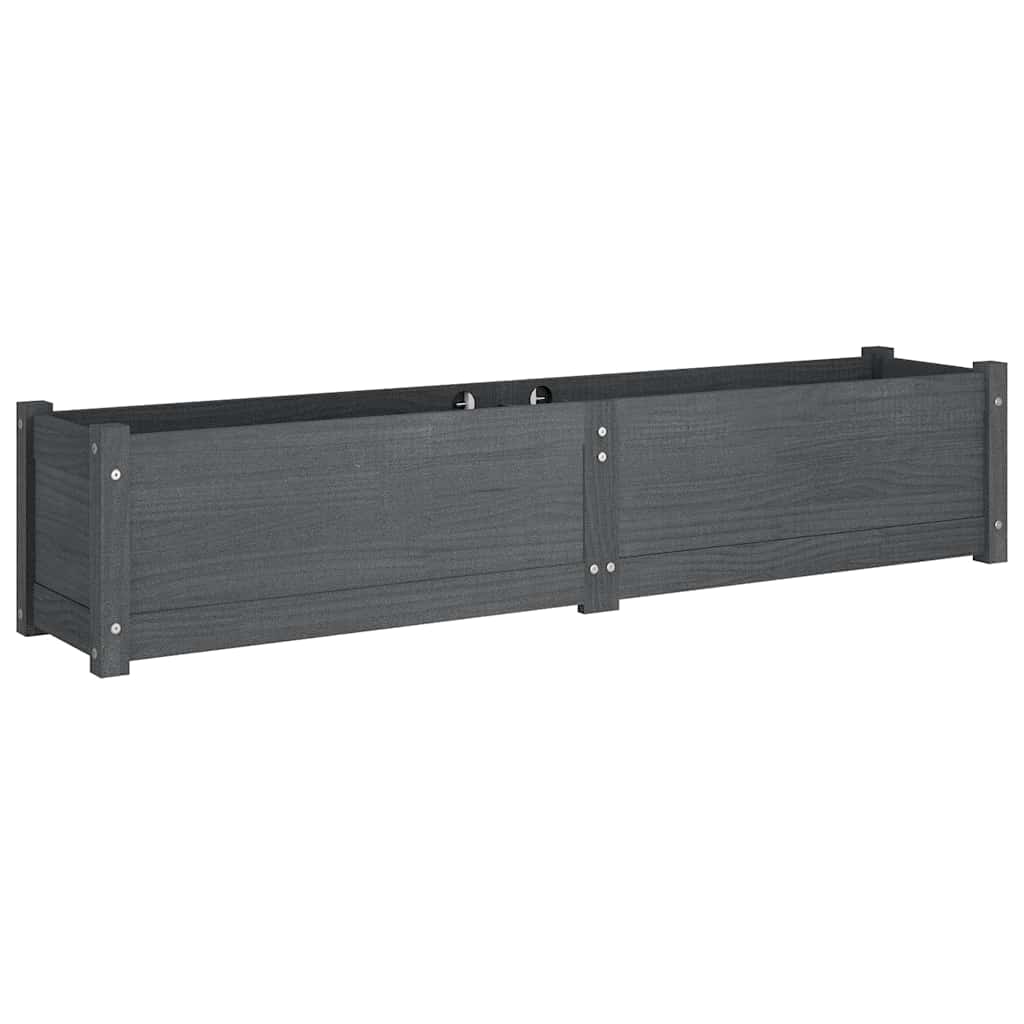 vidaXL Plantenbak verhoogd 150x31x31 cm massief grenenhout grijs